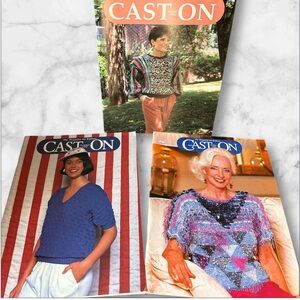 Vintage 1992 Cast On knitting and crochet magazine lot of 3